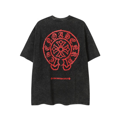 Camiseta Unisex Cruz Sánscrito Parche Metal Luminiscente