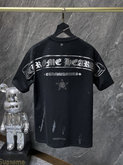 Camiseta Unisex Cruz Sánscrito Parche Metal Luminiscente