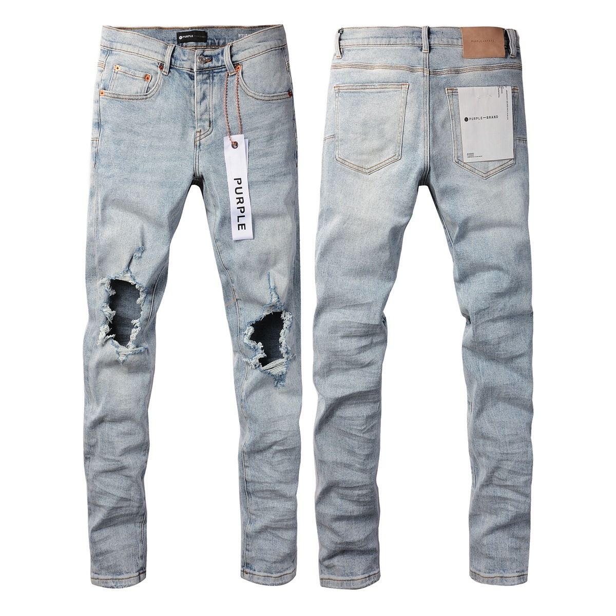 Jeans Slim Rotos Efecto Desgastado Hiphop