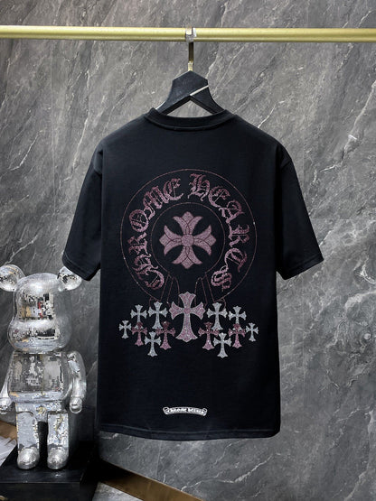 Camiseta Unisex Cruz Sánscrito Parche Metal Luminiscente