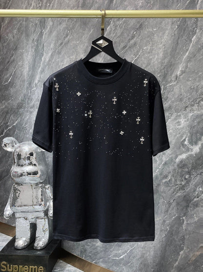 Camiseta Unisex Cruz Sánscrito Parche Metal Luminiscente