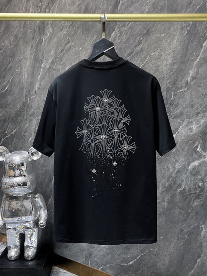 Camiseta Unisex Cruz Sánscrito Parche Metal Luminiscente