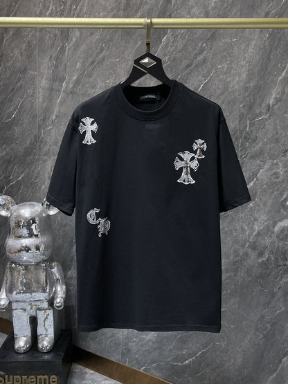 Camiseta Unisex Cruz Sánscrito Parche Metal Luminiscente