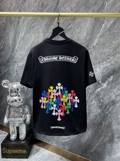 Camiseta Unisex Cruz Sánscrito Parche Metal Luminiscente