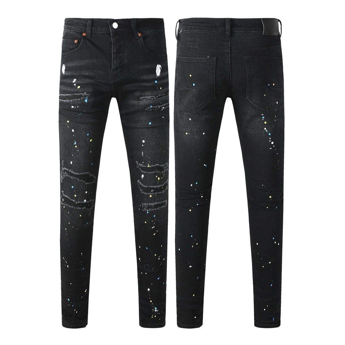Jeans Slim Rotos Efecto Desgastado Hiphop