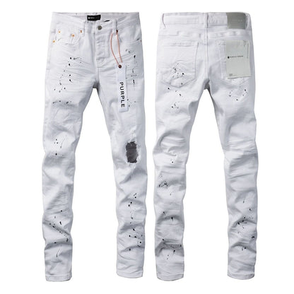 Jeans Slim Rotos Efecto Desgastado Hiphop