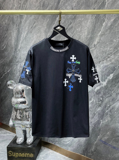 Camiseta Unisex Cruz Sánscrito Parche Metal Luminiscente
