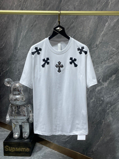 Camiseta Unisex Cruz Sánscrito Parche Metal Luminiscente