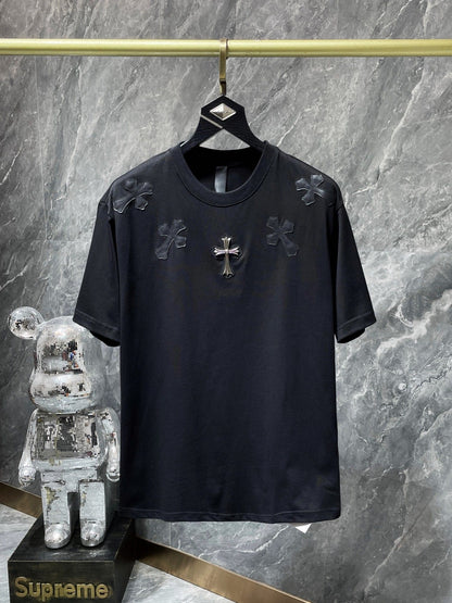 Camiseta Unisex Cruz Sánscrito Parche Metal Luminiscente