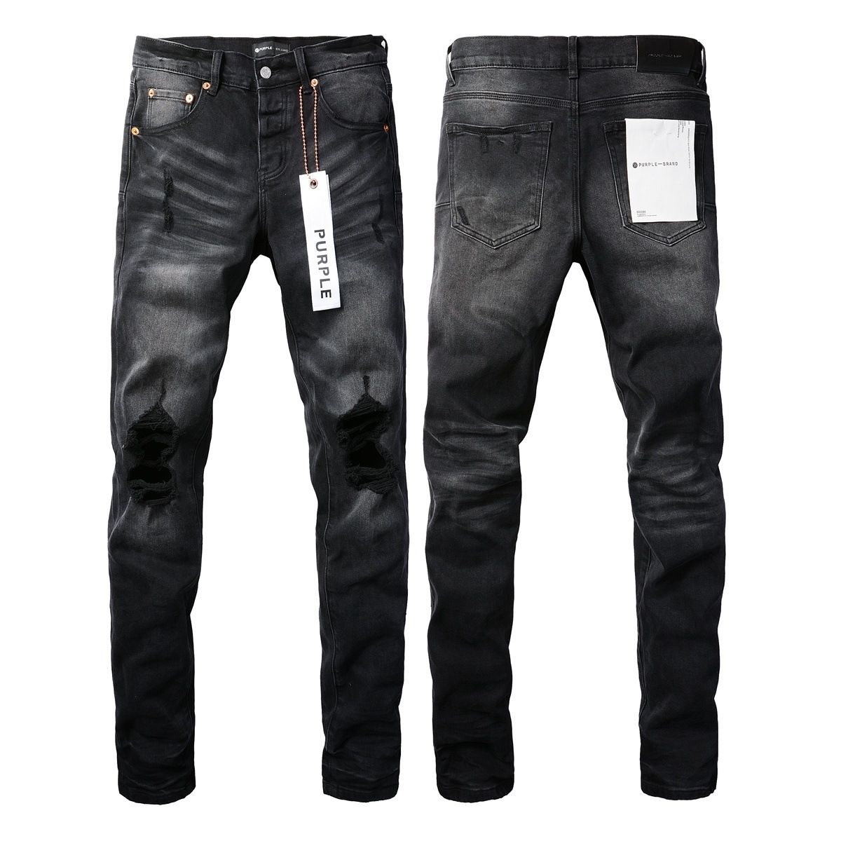 Jeans Slim Rotos Efecto Desgastado Hiphop