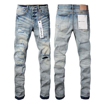 Jeans Slim Rotos Efecto Desgastado Hiphop