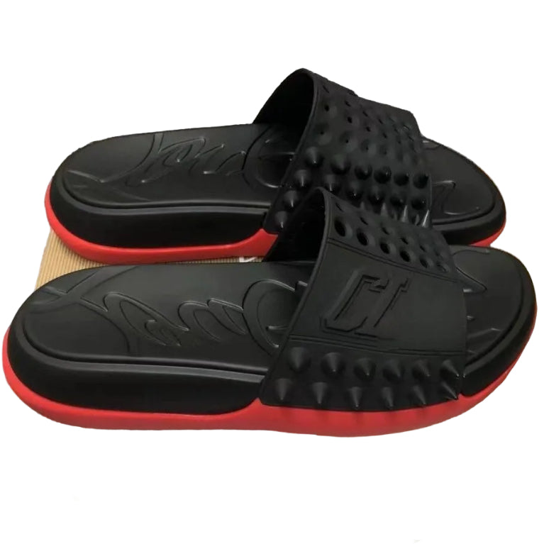 Chanclas de Hombre con Tachuelas y Letras Suela Roja