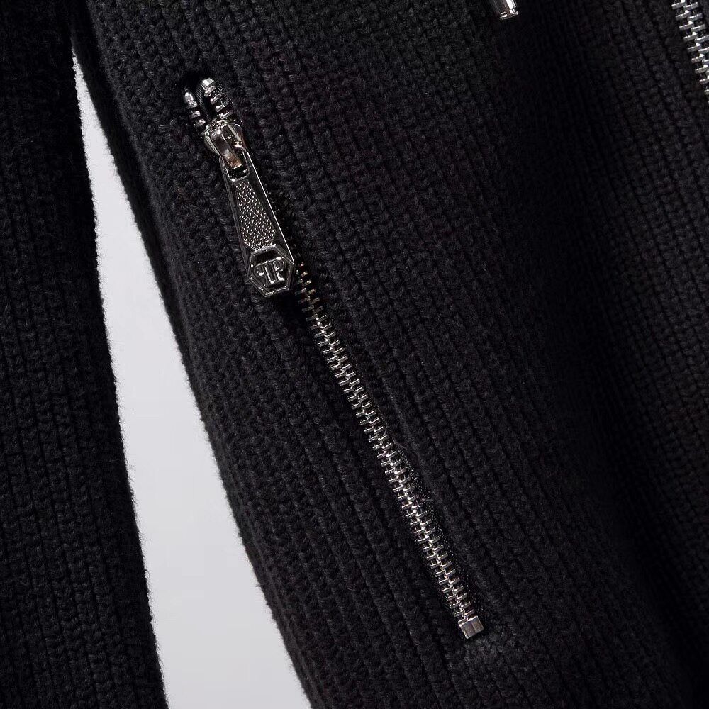 Chaqueta Cárdigan de Punto con Capucha y Cremallera