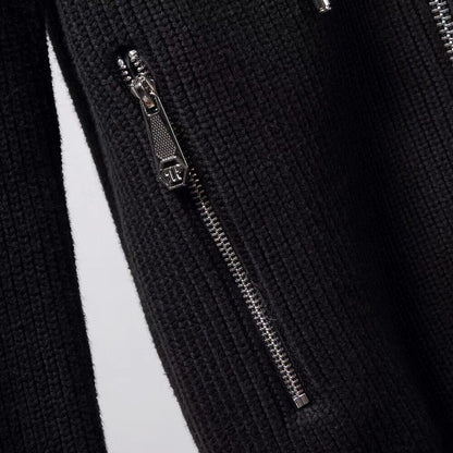 Chaqueta Cárdigan de Punto con Capucha y Cremallera