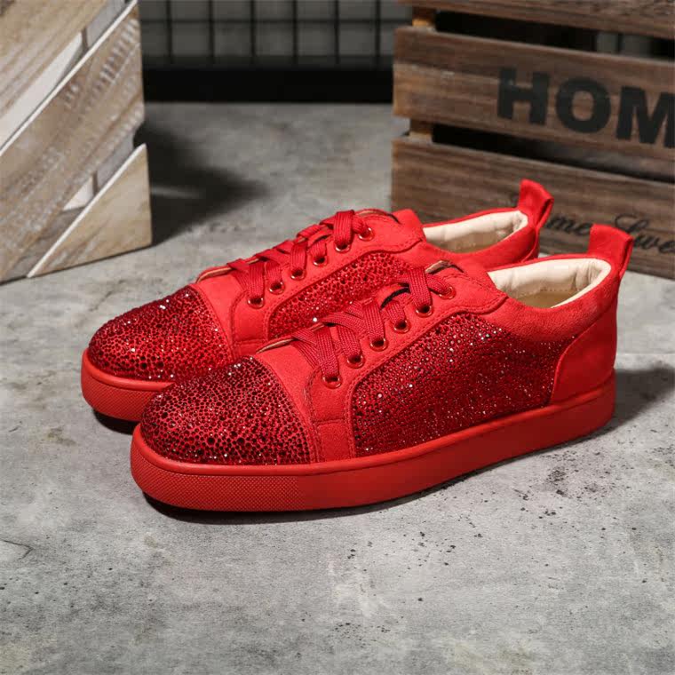 Zapatillas Bajas con Pedrería y Suela Roja