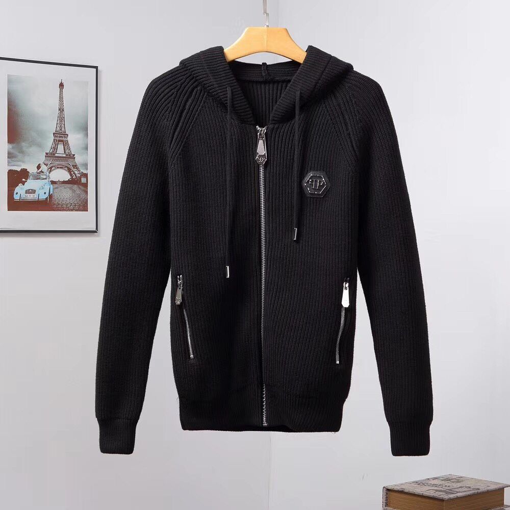 Chaqueta Cárdigan de Punto con Capucha y Cremallera