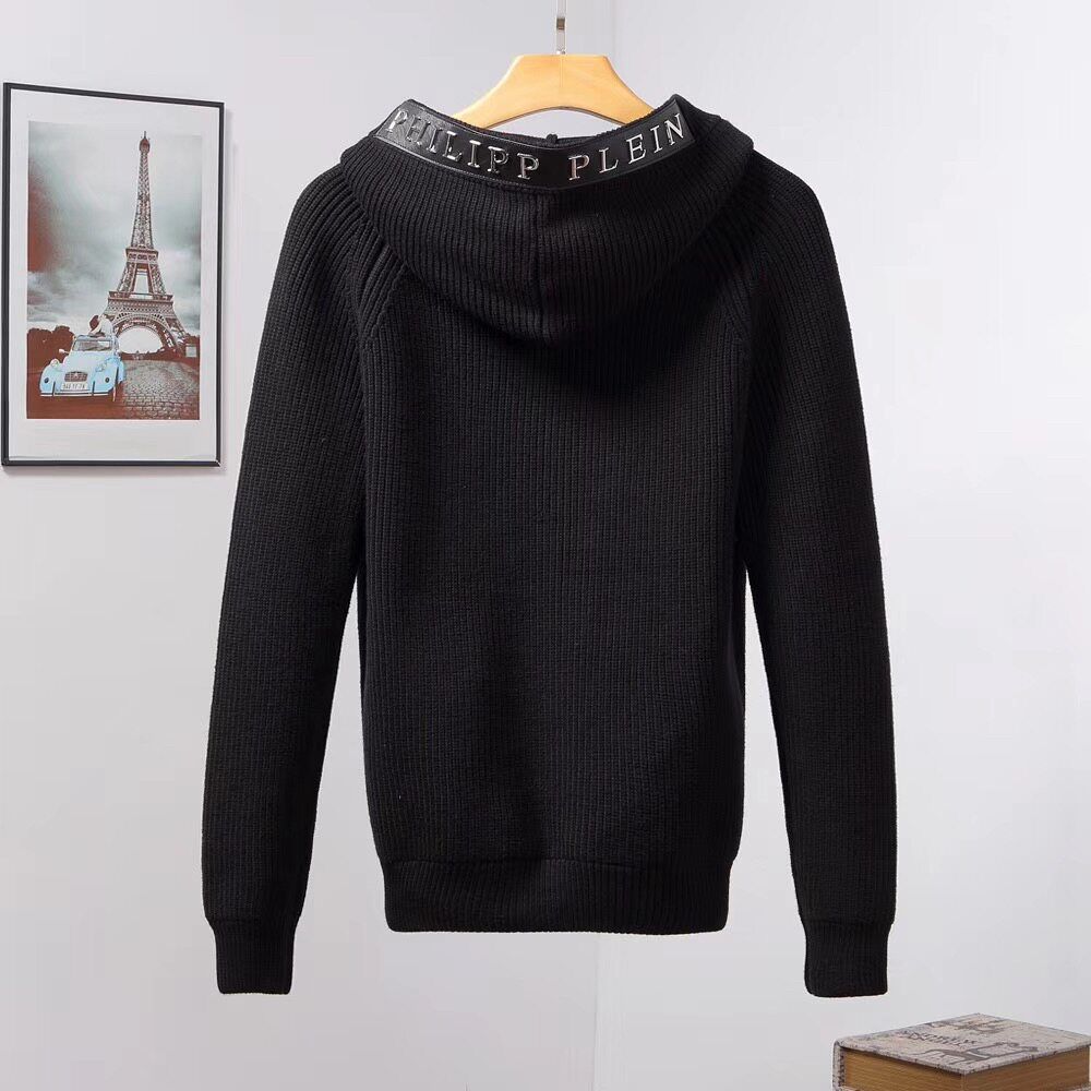 Chaqueta Cárdigan de Punto con Capucha y Cremallera