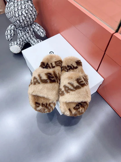 Balenciaga Fur Slide Sandals