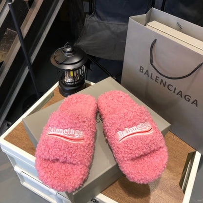 Balenciaga Fur Slide Sandals