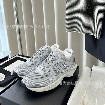 Low Top Silver Dad Sneakers