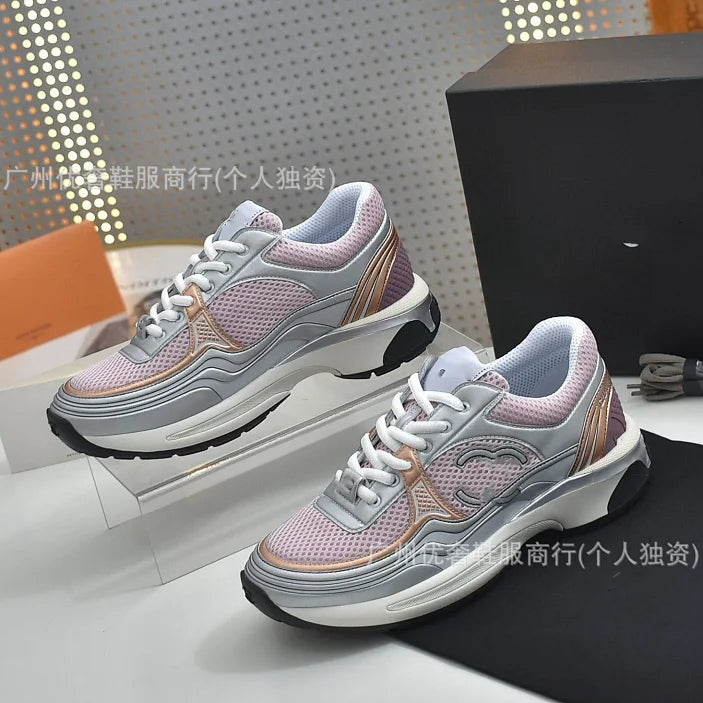 Low Top Silver Dad Sneakers