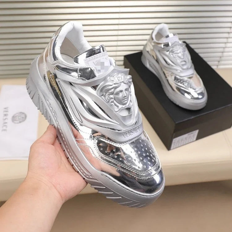 Medusa Head Leather Platform Casual Shoes