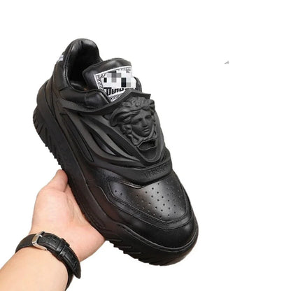 Medusa Head Leather Platform Casual Shoes