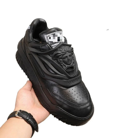 Medusa Head Leather Platform Casual Shoes