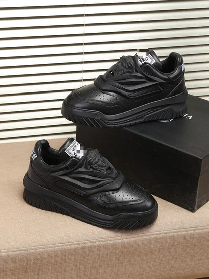 Medusa Head Leather Platform Casual Shoes
