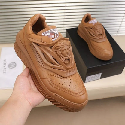 Medusa Head Leather Platform Casual Shoes