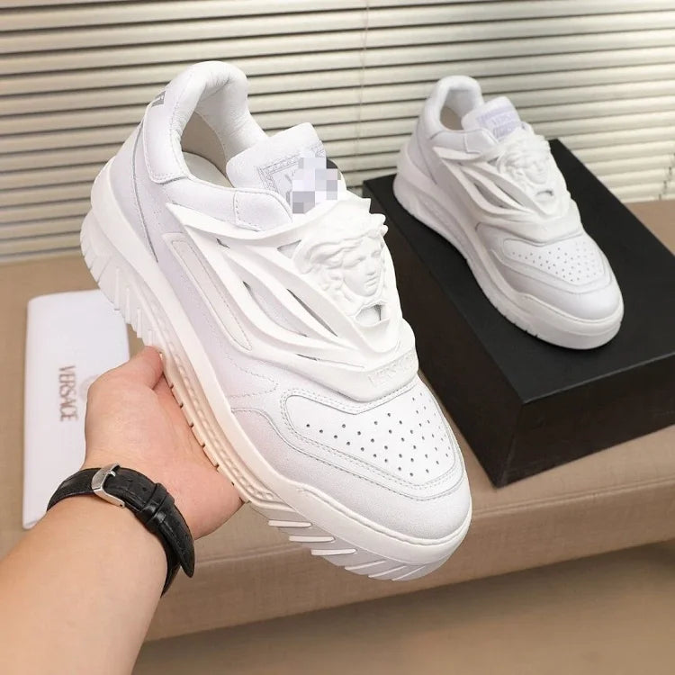 Medusa Head Leather Platform Casual Shoes