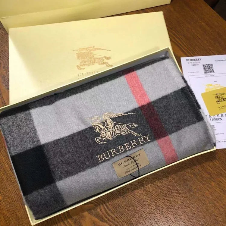 Burberry Style Heart Plaid Cashmere Scarf