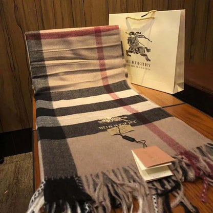 Burberry Style Heart Plaid Cashmere Scarf
