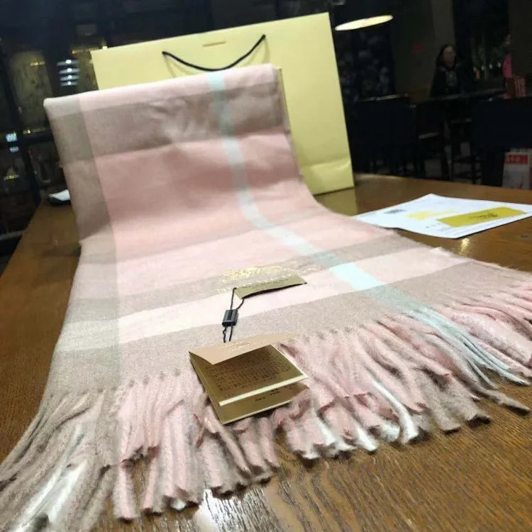 Burberry Style Heart Plaid Cashmere Scarf