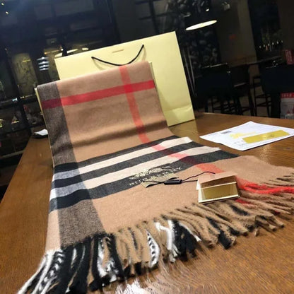 Burberry Style Heart Plaid Cashmere Scarf