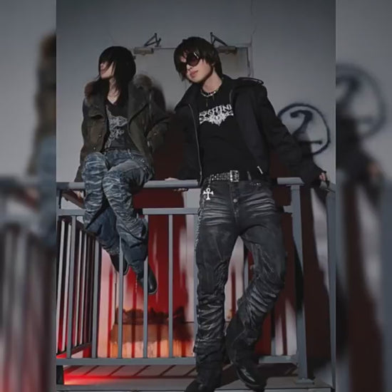 Ice Blue Cracked Washed Rivet Scimitar Skinny Jeans | 999853582721