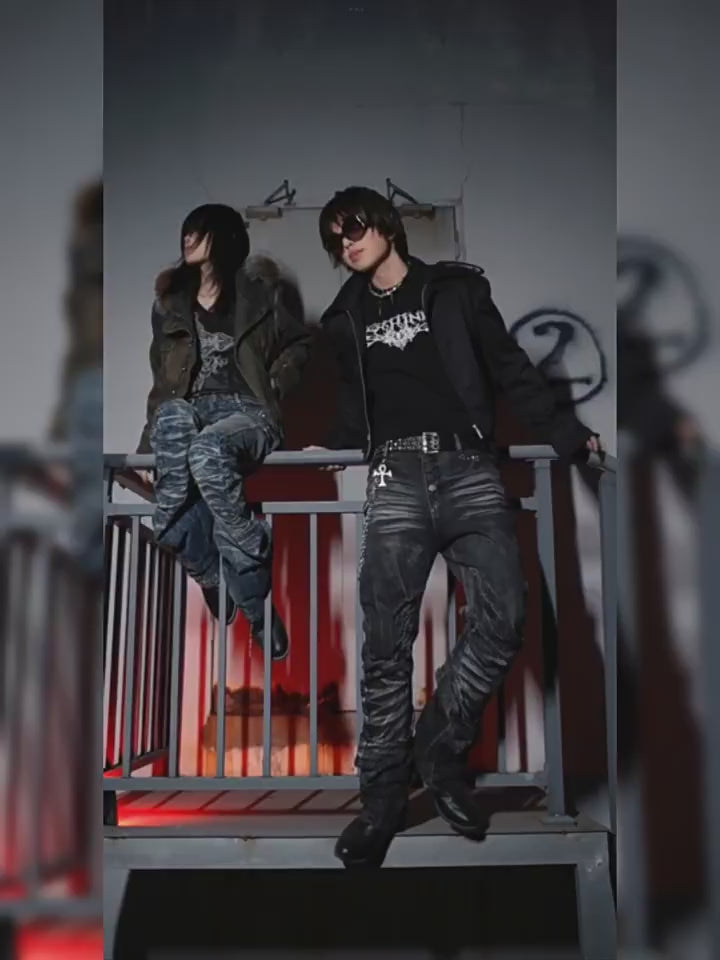 Ice Blue Cracked Washed Rivet Scimitar Skinny Jeans | 999853582721