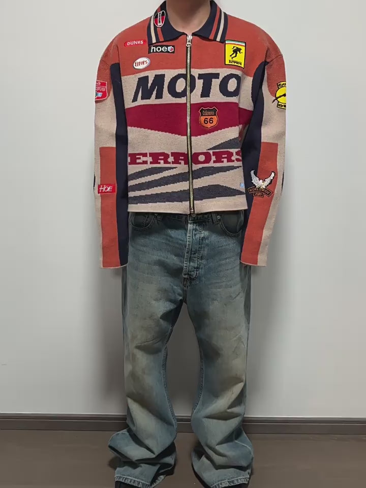 House of Errors Heavyweight Niche Knitted Motorcycle Racing Jacket