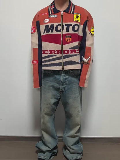 House of Errors Heavyweight Niche Knitted Motorcycle Racing Jacket