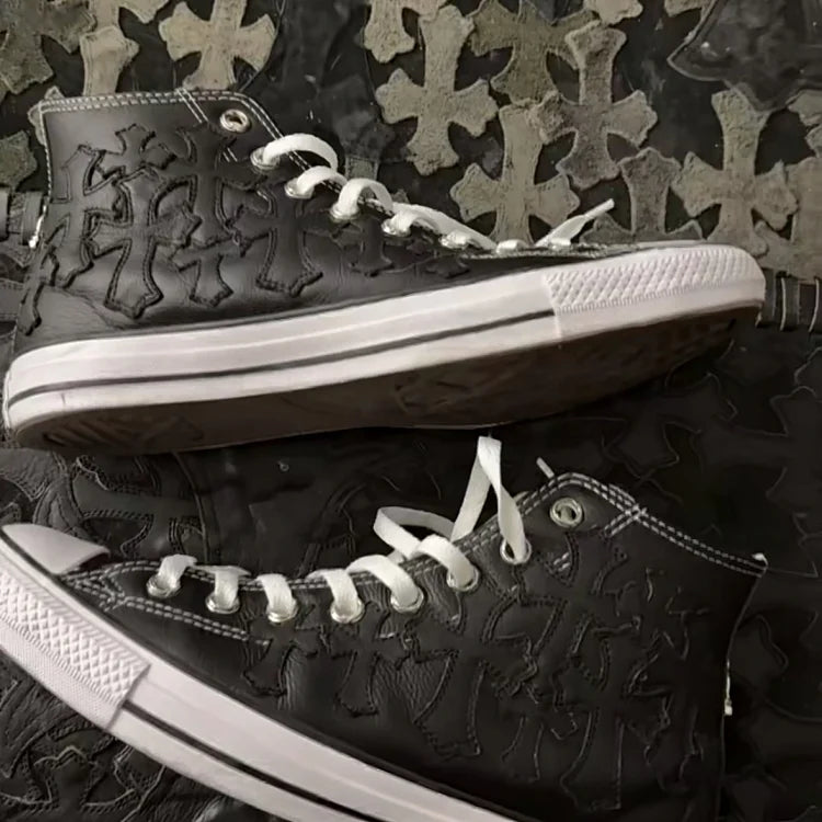 Converse Chrome Leather Black Crosses