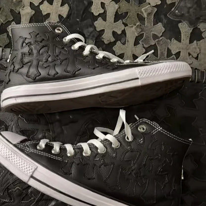 Converse Chrome Leather Black Crosses
