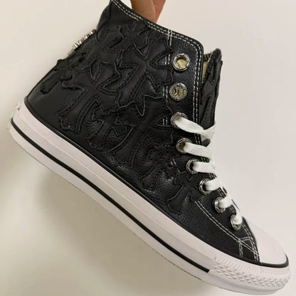 Converse Chrome Leather Black Crosses