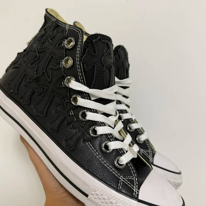 Converse Chrome Leather Black Crosses