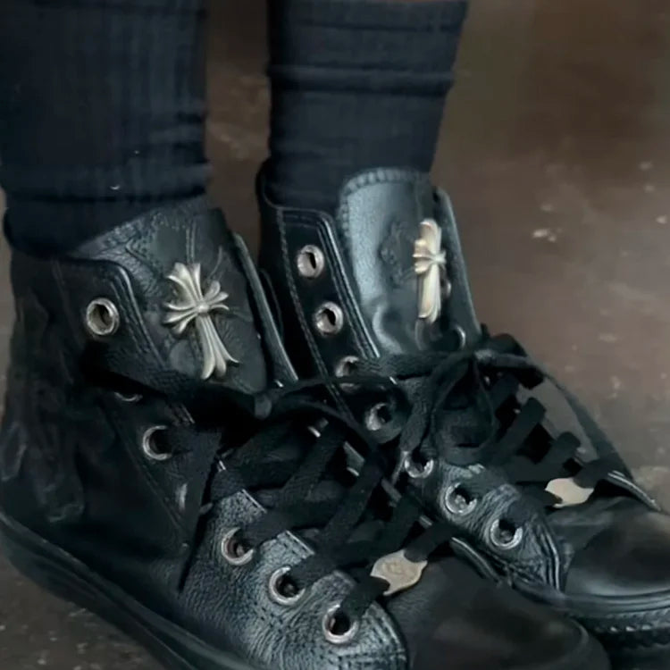 Chrome Hearts Converse Remake Custom Leather Sneakers